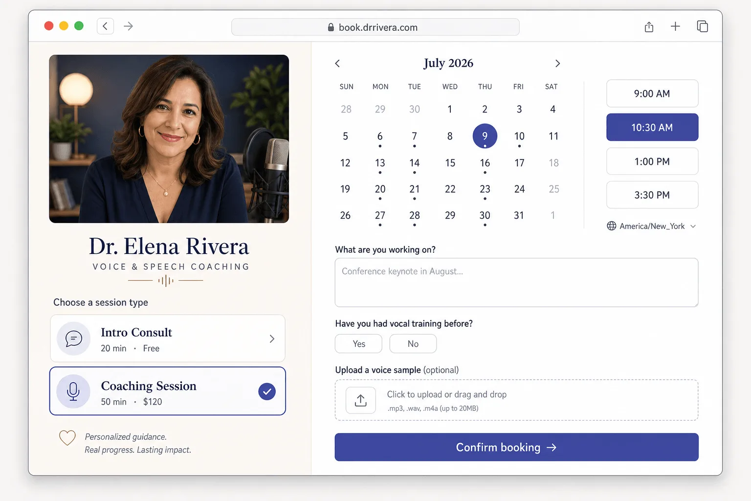 A calendar booking Space