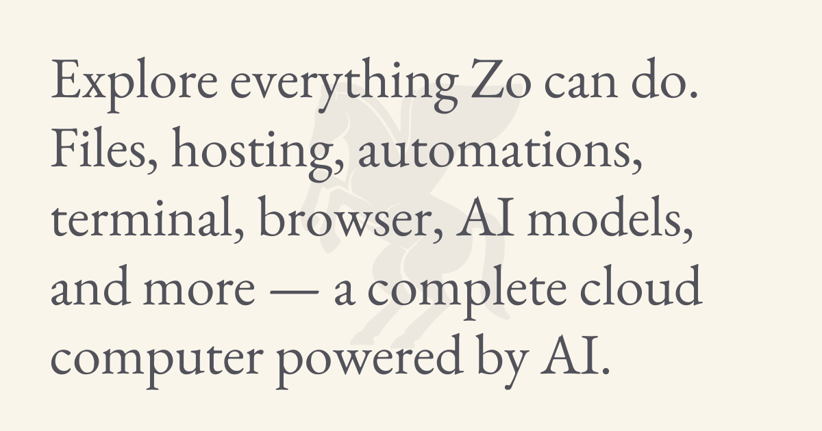 Features — Your AI Cloud Computer | Zo Computer